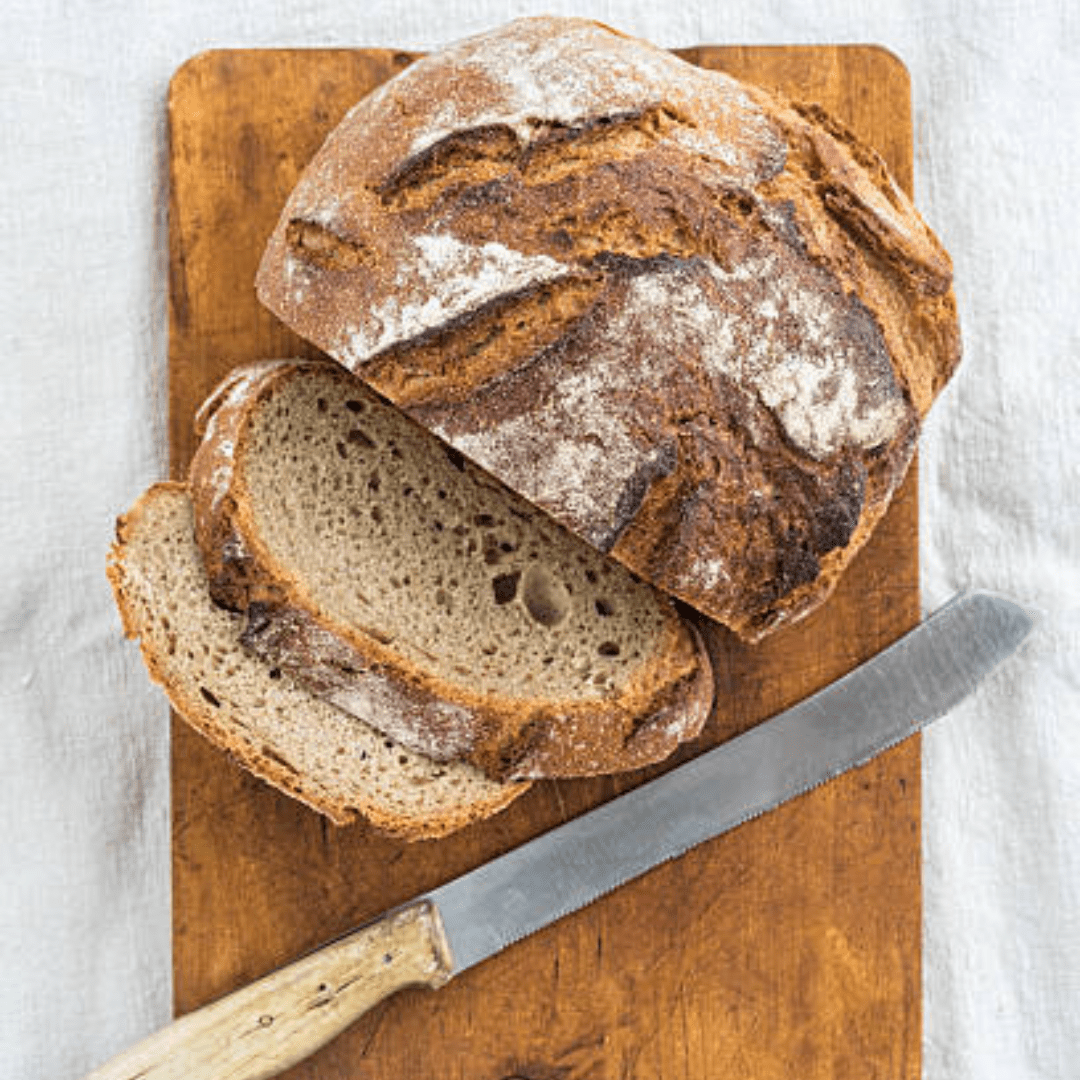 Image illustrates sourdough bread demonstrating information about is sourdough healthy bread