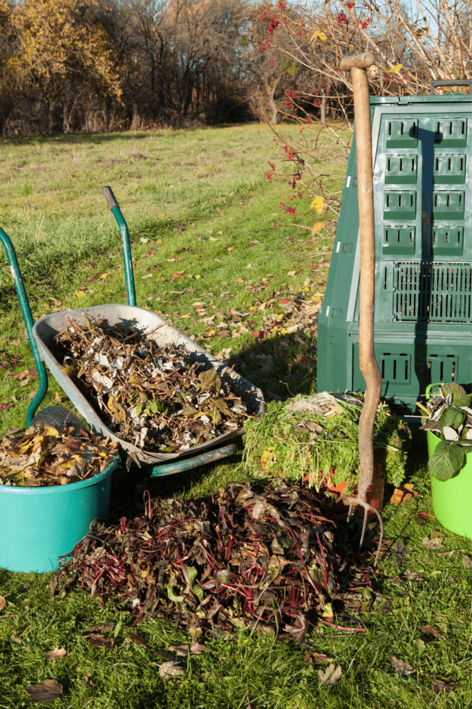Image illustrates a compost system. 