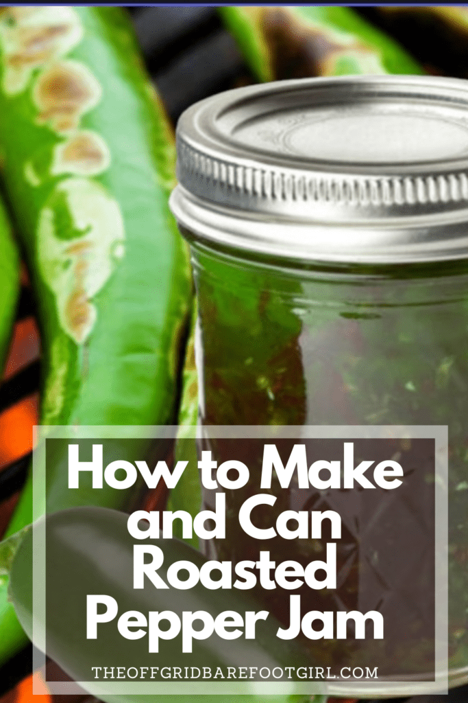 Image illustrates a Pinterest pin of roasted pepper jam.