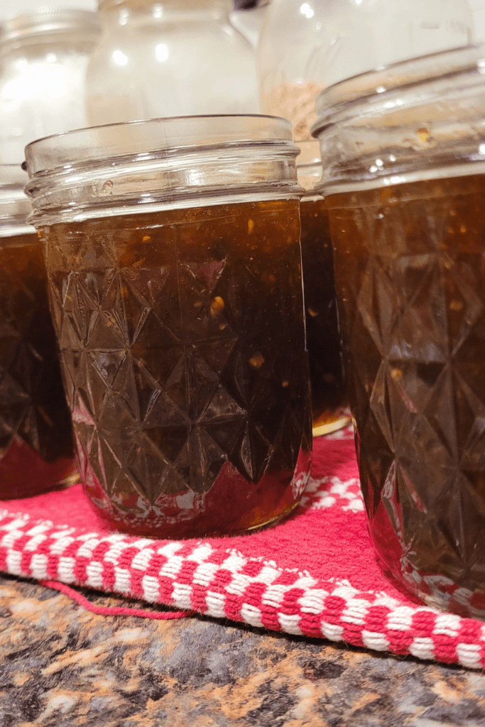 Image illustrates roasted pepper jam.