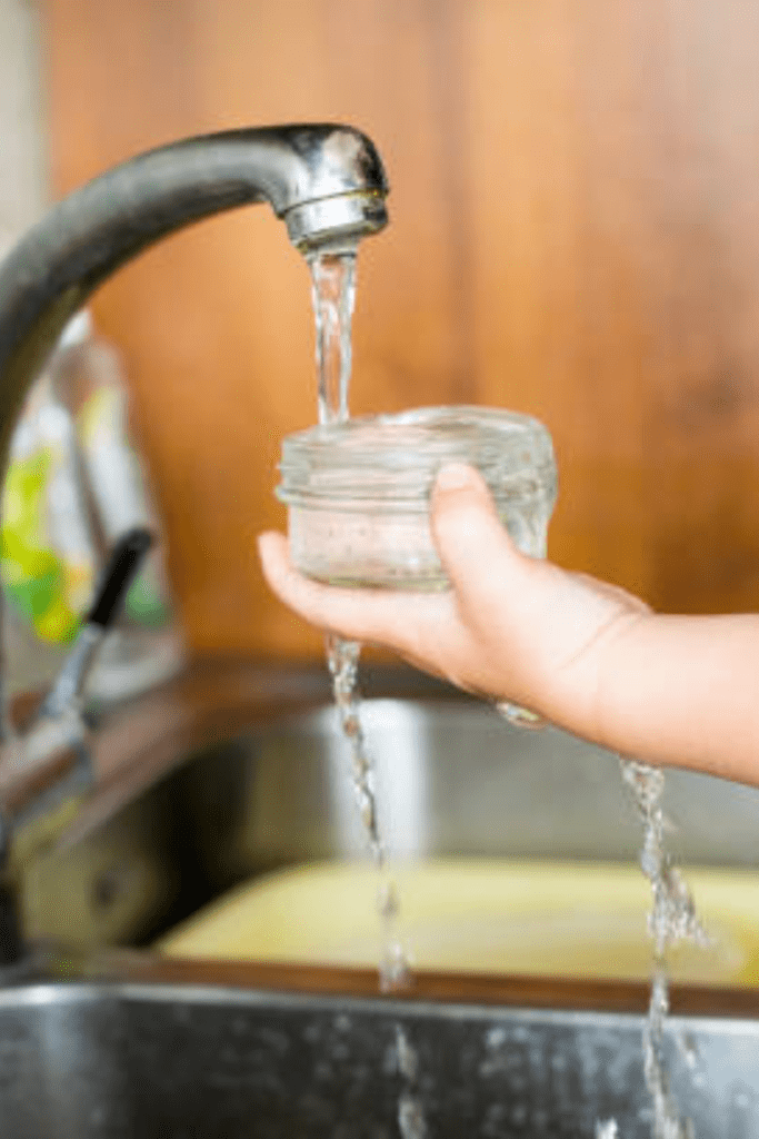 Image illustrates tap water for a whole home water purification system. 