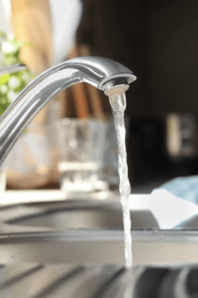 Image illustrates tap water for a whole home water purification system. 