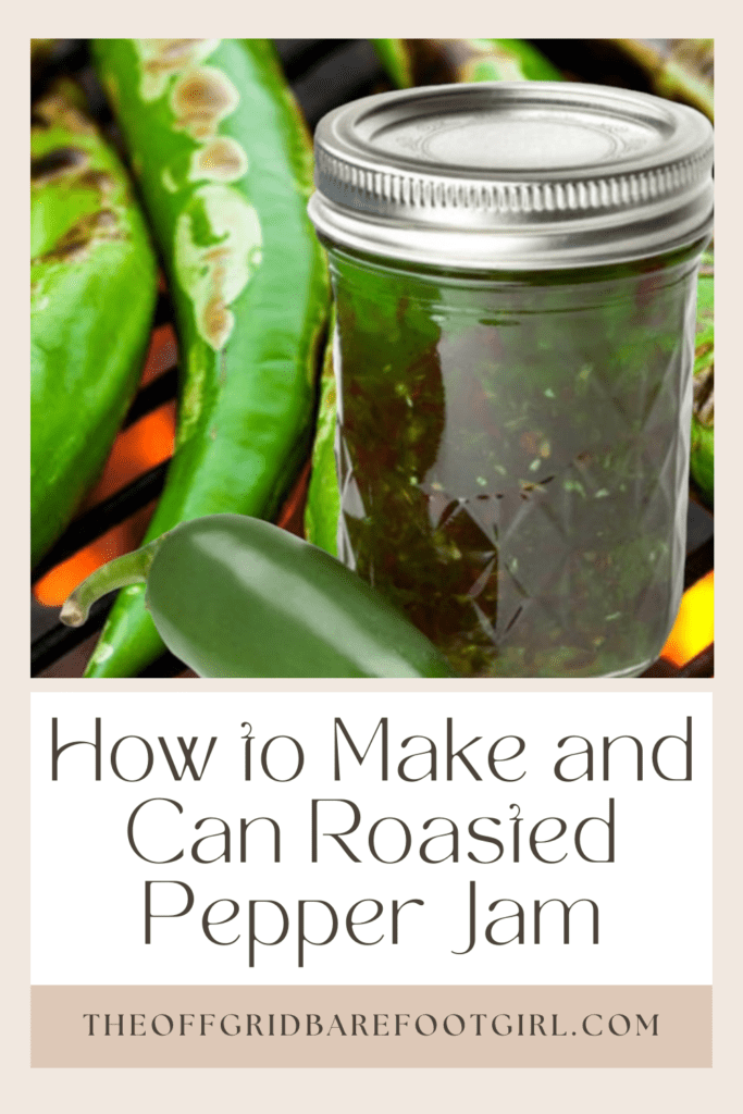 Image illustrates a Pinterest pin of roasted pepper jam.