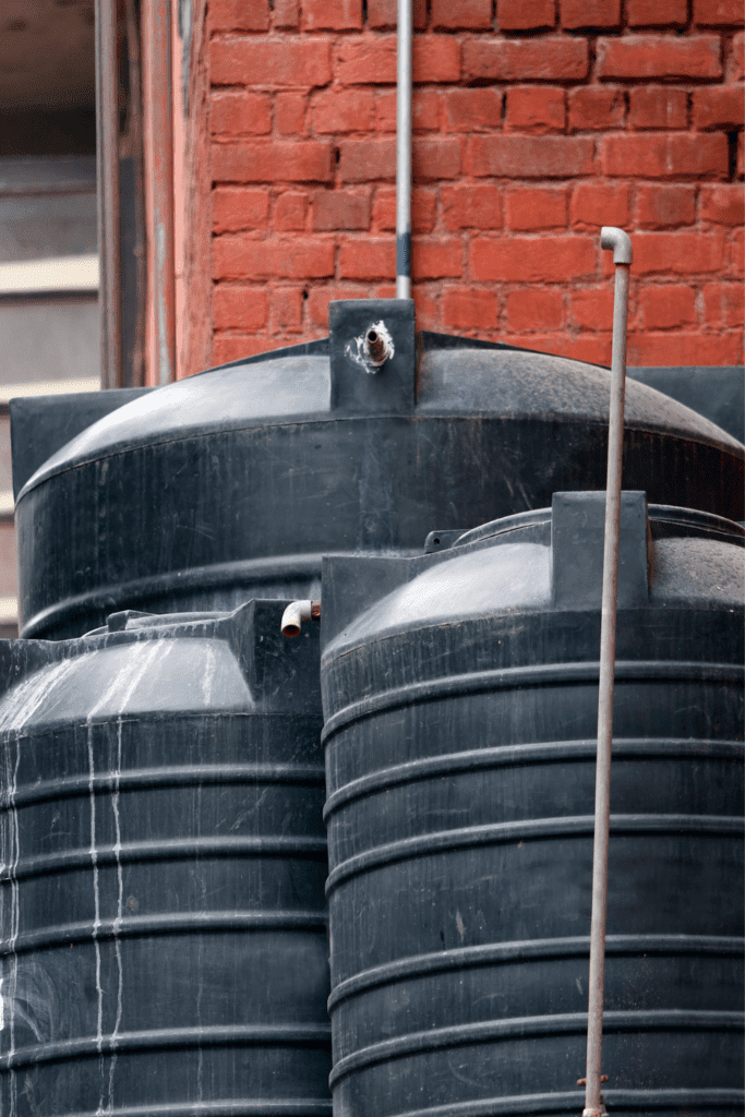 Image illustrates greywater tanks. 