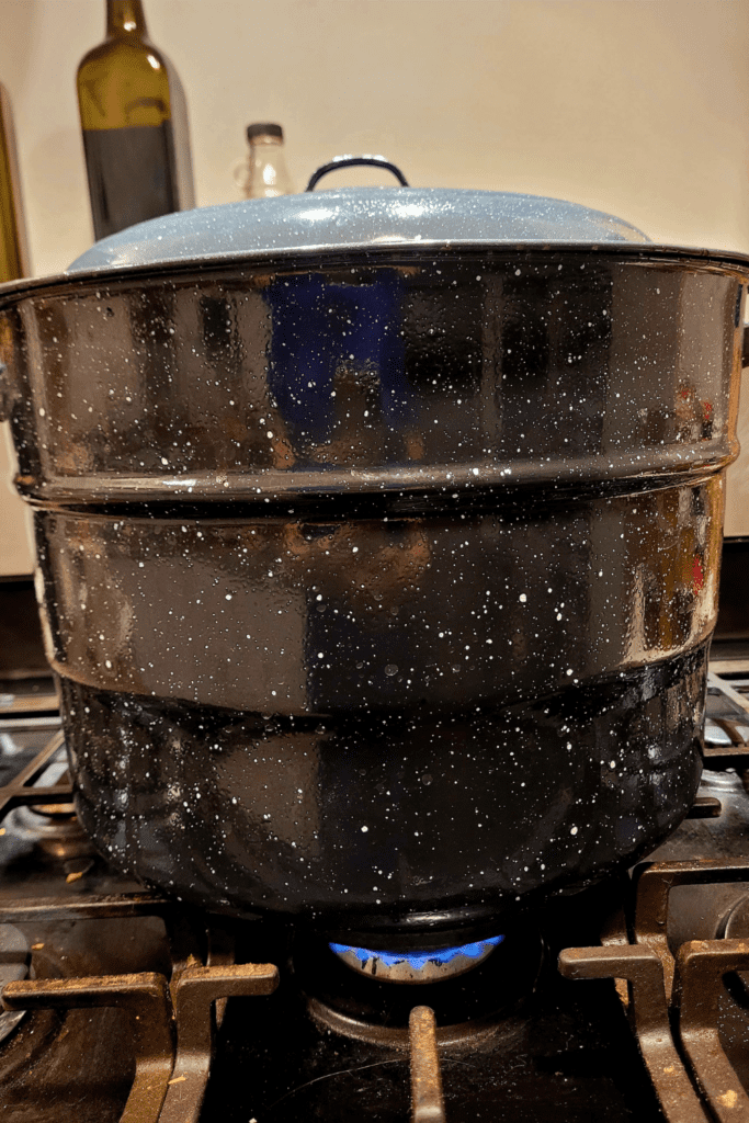 Image illustrates a water bath canner.