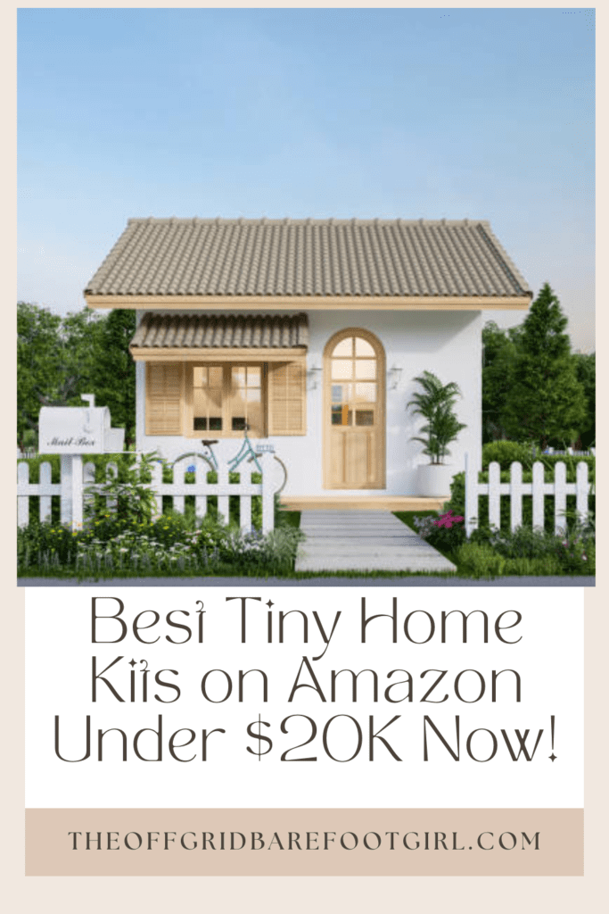 Image illustrates a Pinterest pin for a tiny home. 