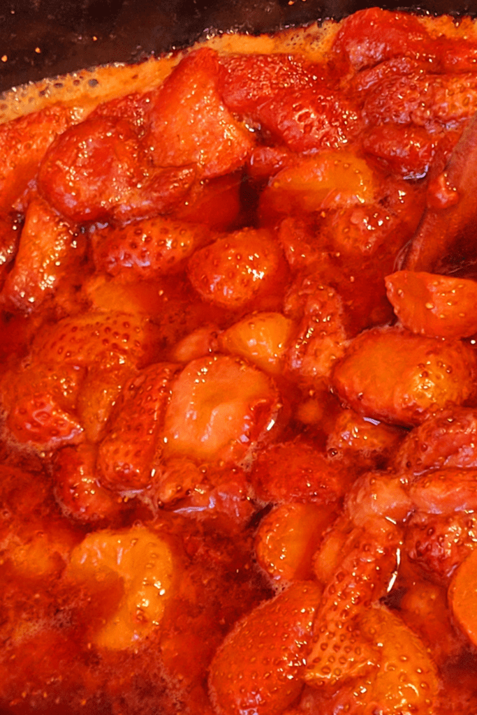 Image illustrates strawberry shortcake jam.