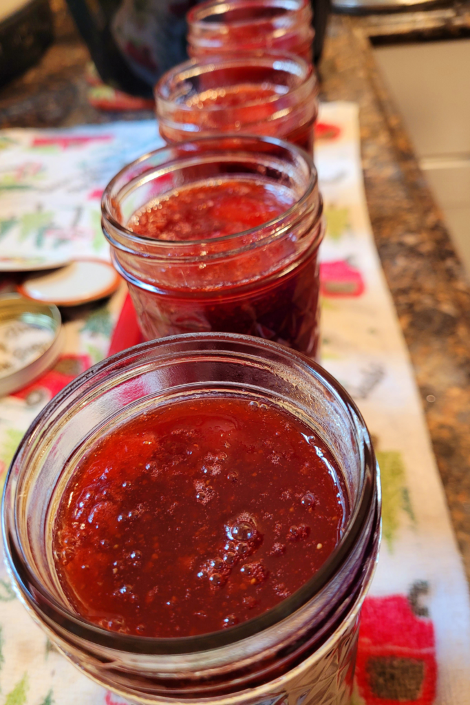 Image illustrates strawberry shortcake jam.