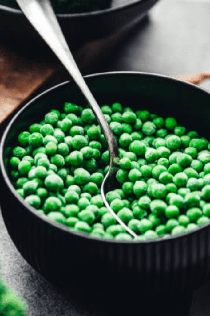 Image illustrates green garden peas.