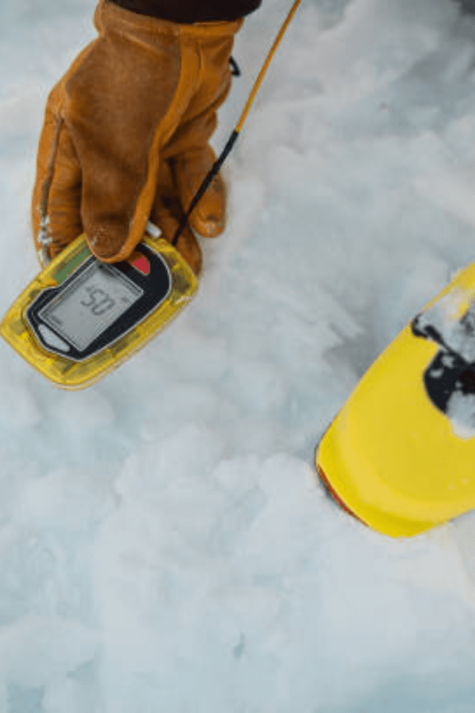 Image illustrates avalanche transceivers for avalanche gear.