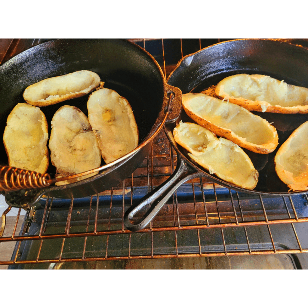 Image illustrates potato boats for twice baked potatoes casserole.