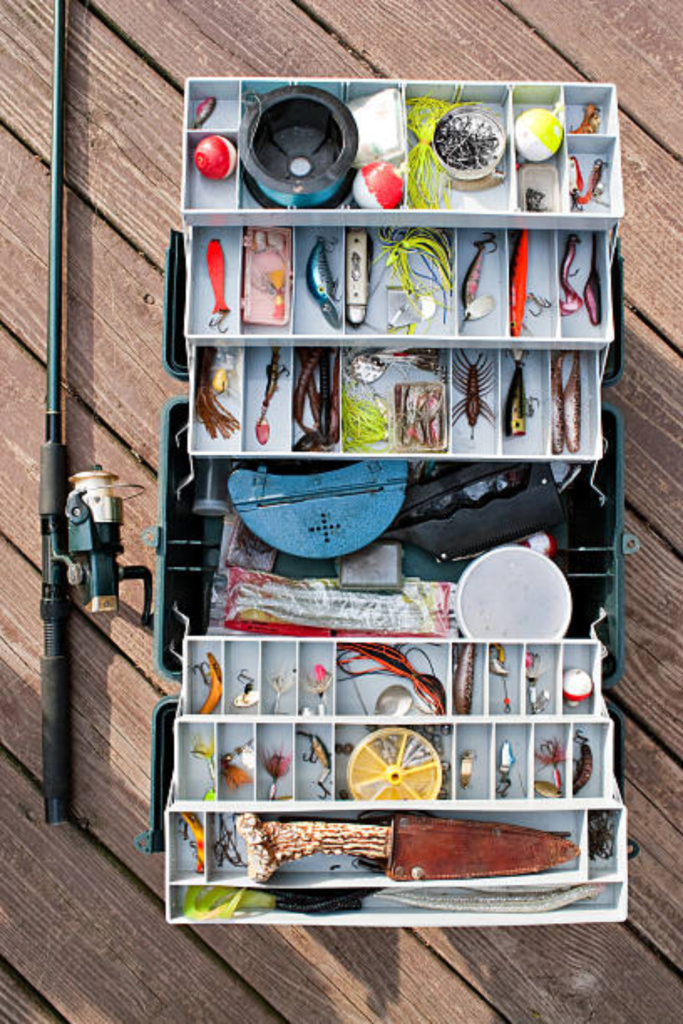 Image illustrates fishing gear for bartering. 