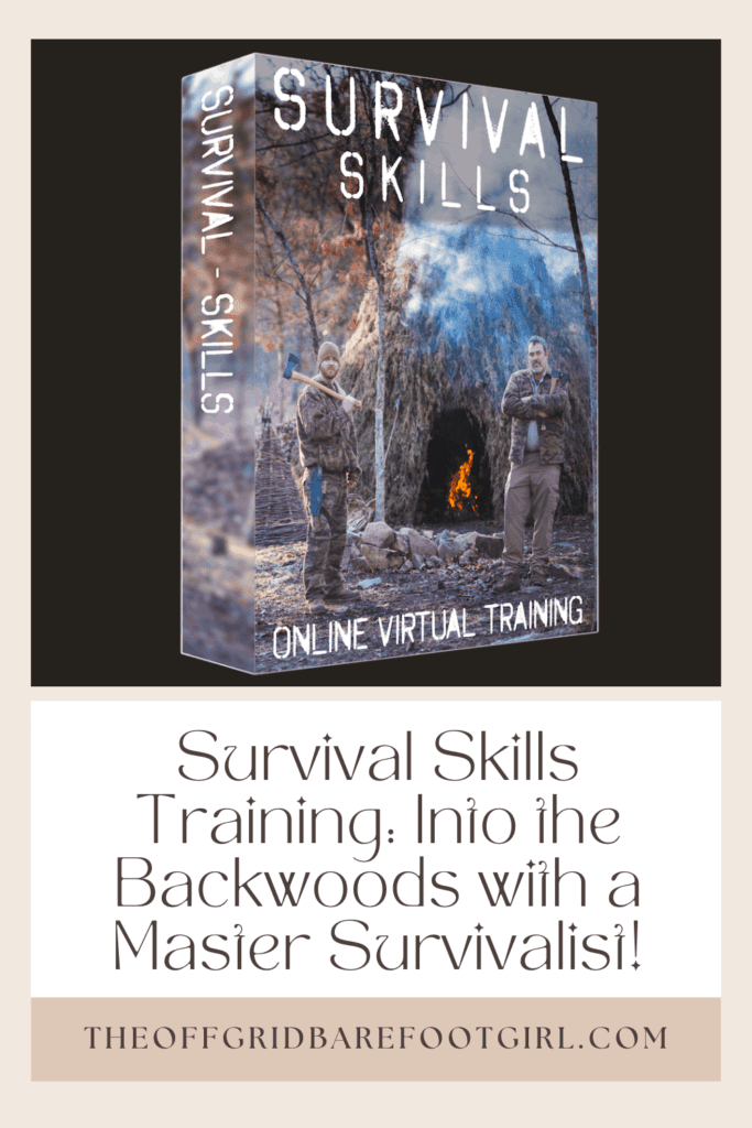 Image illustrates a Pinterest pin of survival skills training with Robert Allen. 