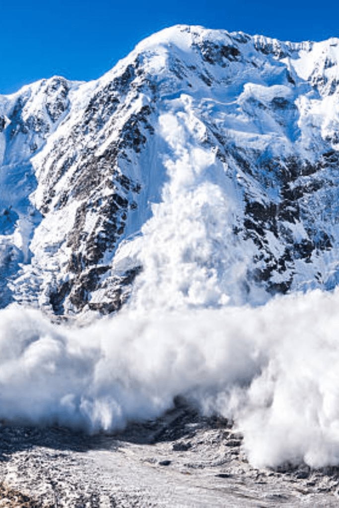 Image illustrates an avalanche demonstrating the importance of avalanche gear.