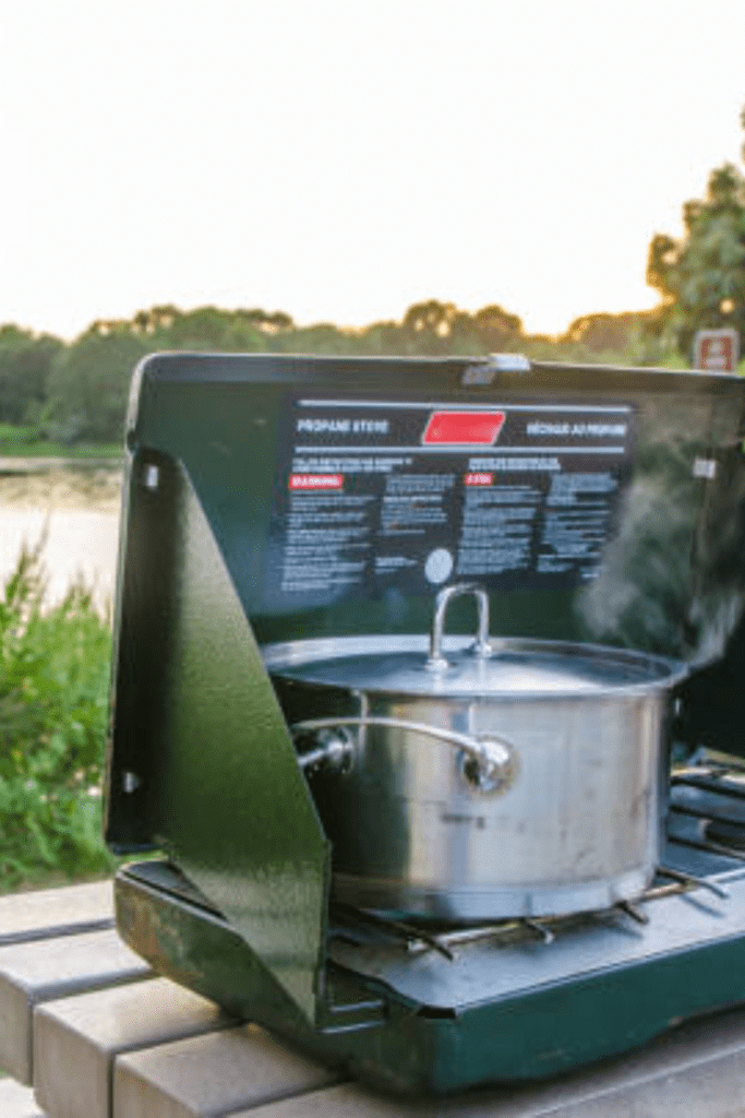 Image illustrates a camping stove. 