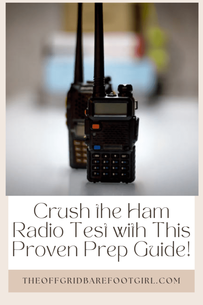 Image illustrates a Pinterest pin of practice ham radio test. 