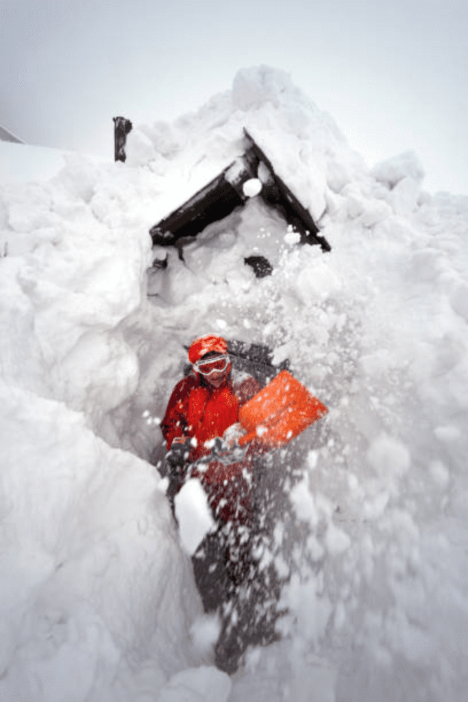Image illustrates avalanche shovels.
