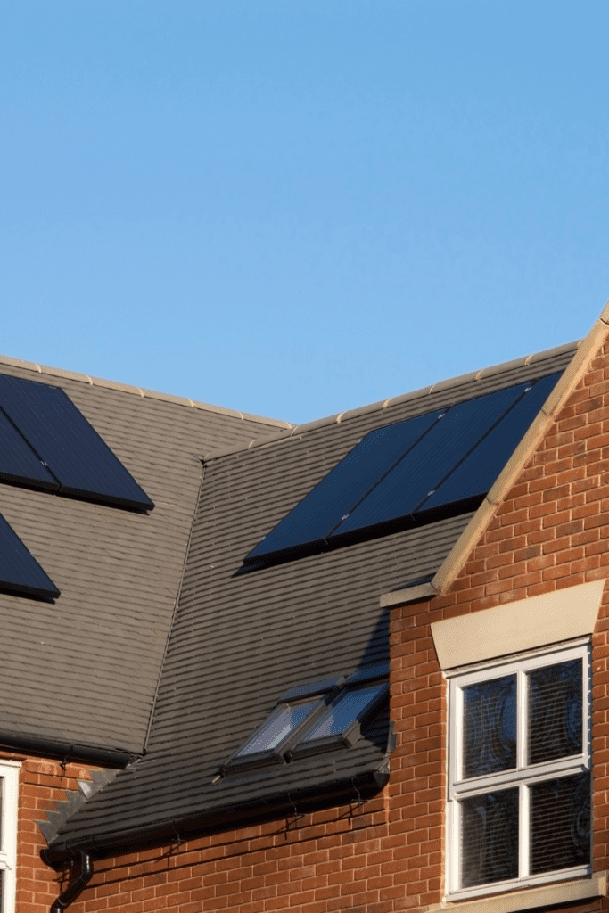 Image illustrates solar power for residence.