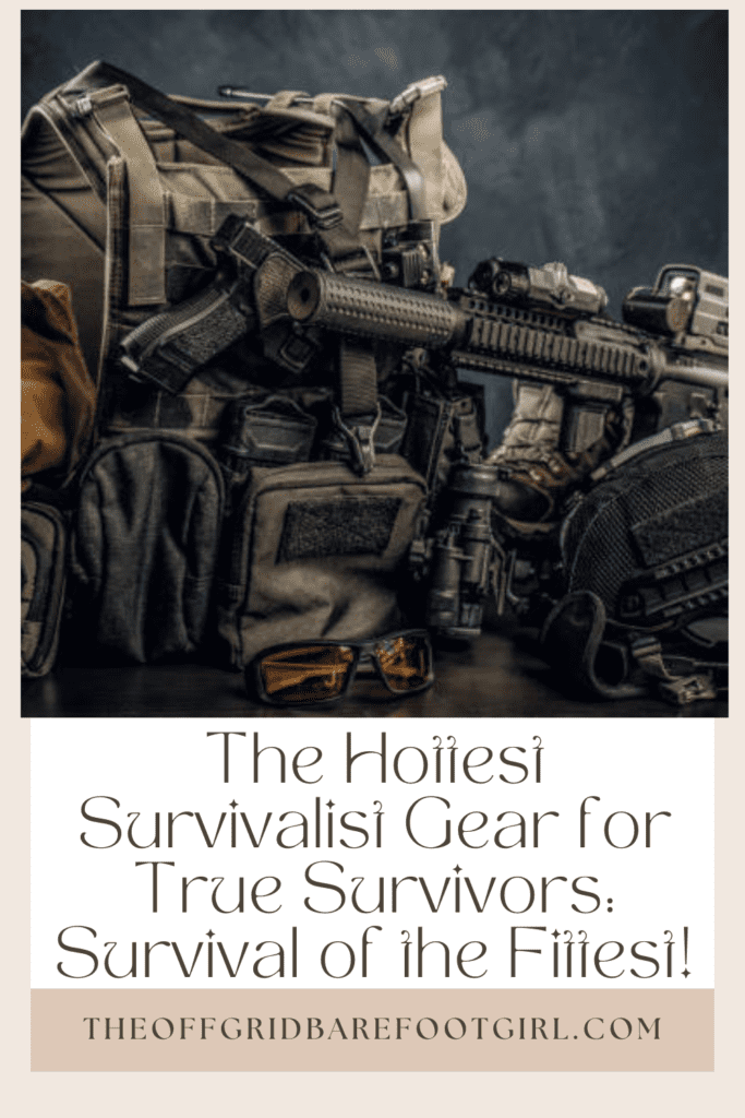 Image illustrates a Pinterest pin of survivalist gear.