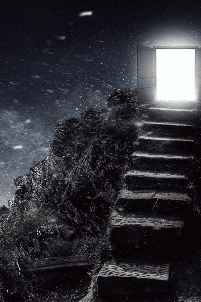 Image illustrates a door open for finding inner strength and spiritual awakening.