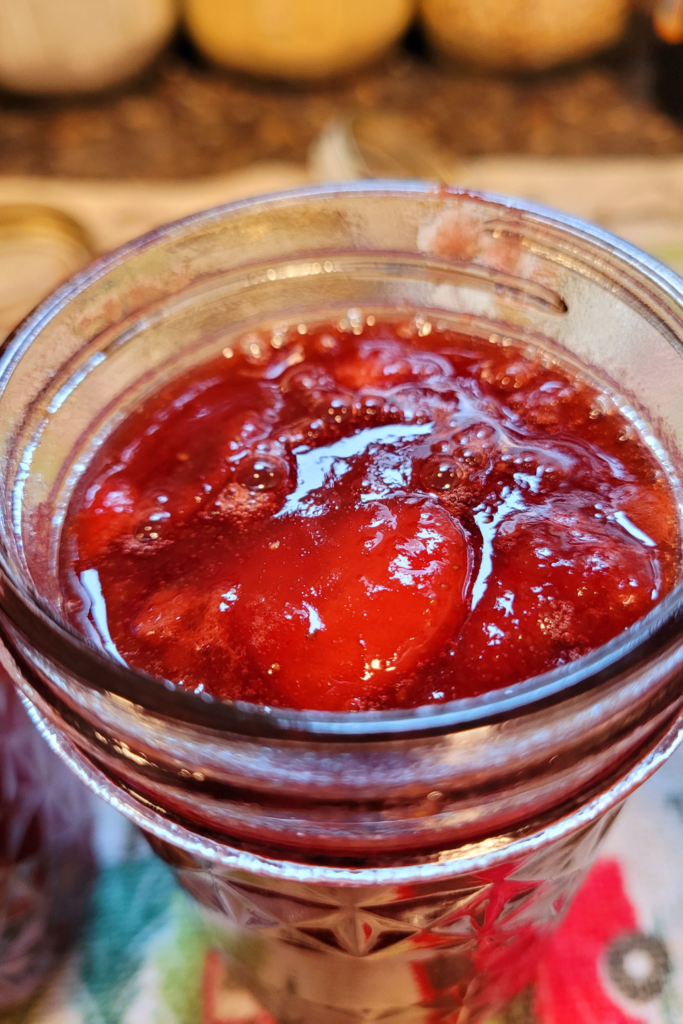 Image illustrates strawberry shortcake jam.