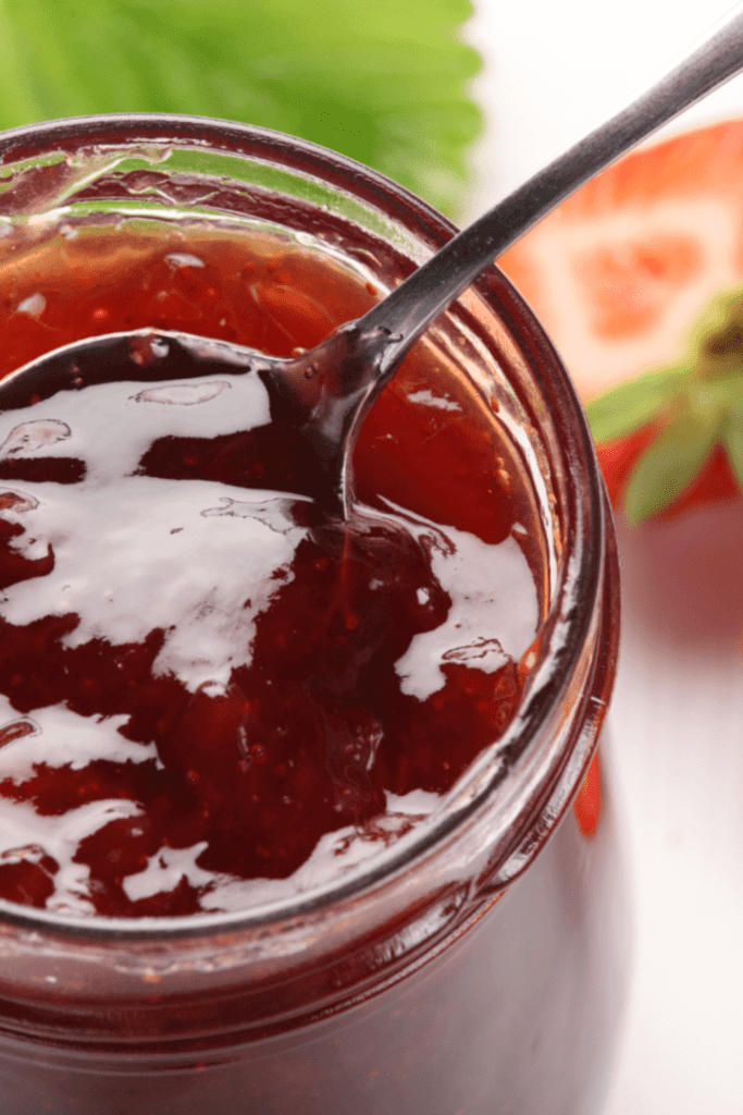 Image illustrates strawberry shortcake jam.