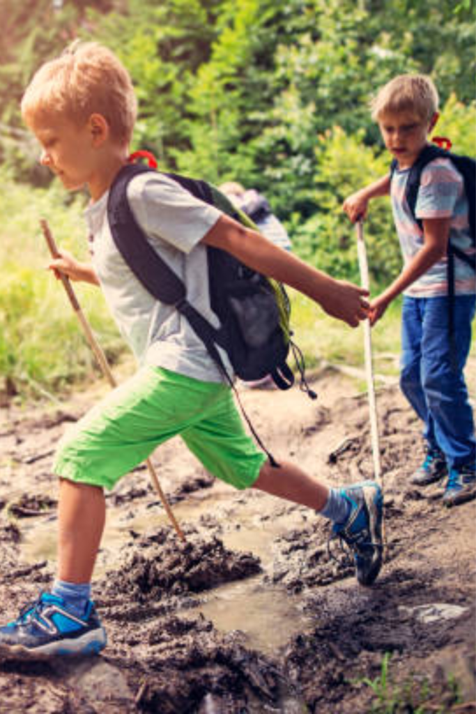 Image illustrates bugout bags for kids.