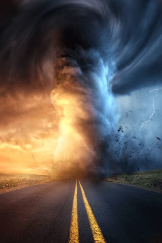 Image illustrates a tornado tornado warning.