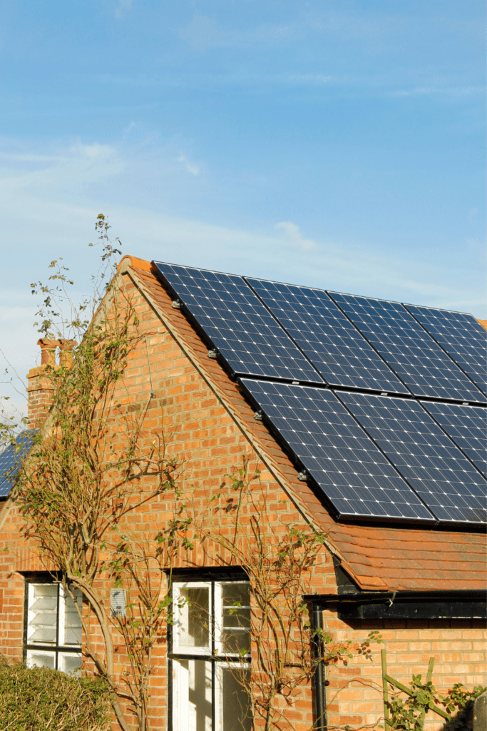 Image illustrates solar power for residence.