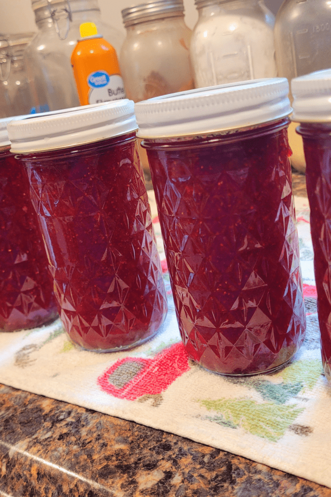 Image illustrates strawberry shortcake jam.