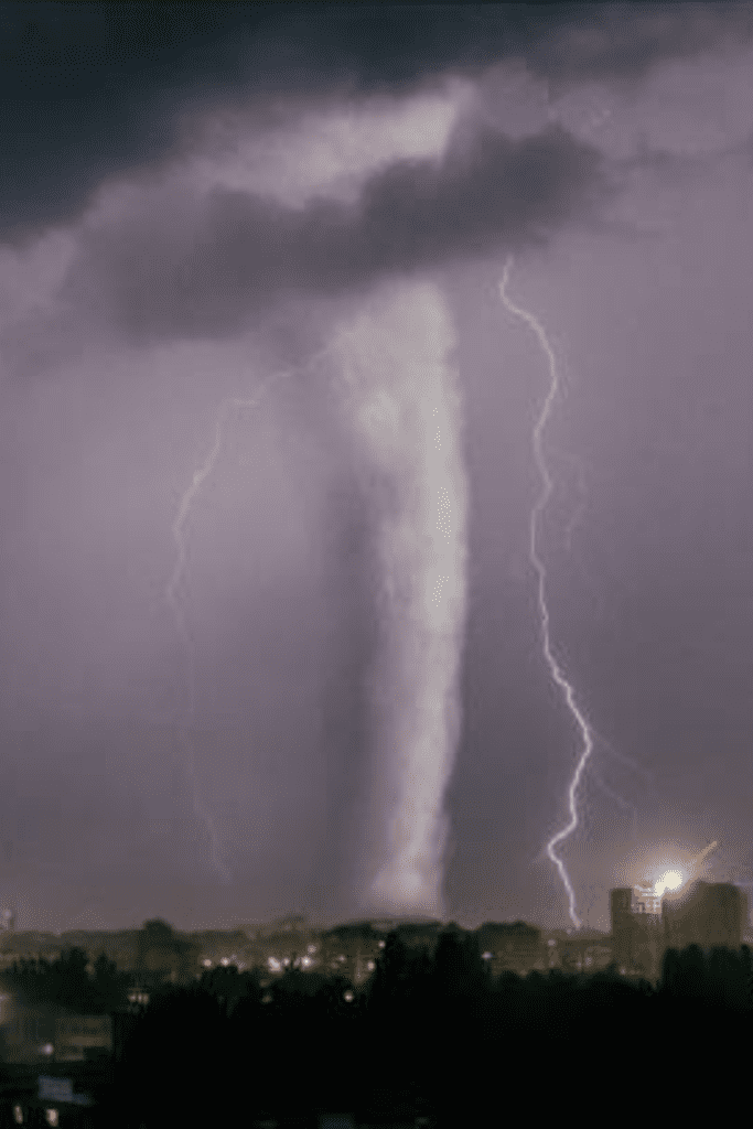 Image illustrates a tornado tornado warning.