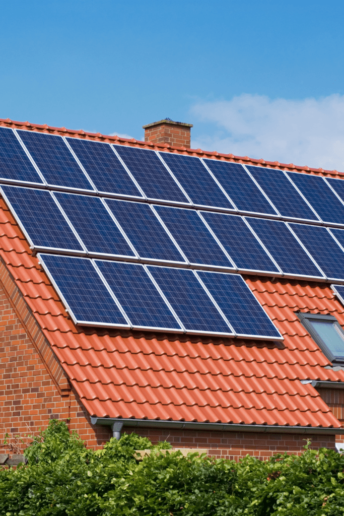 Image illustrates solar power for residence.