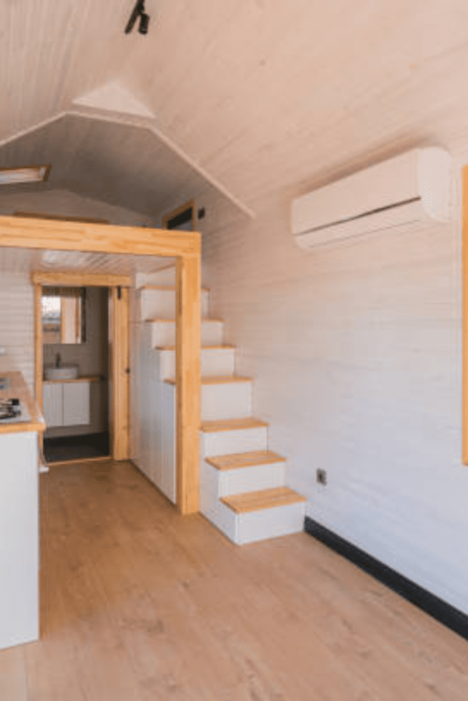 Image illustrates a tiny home demonstrating embracing a minimalistic lifestyle.