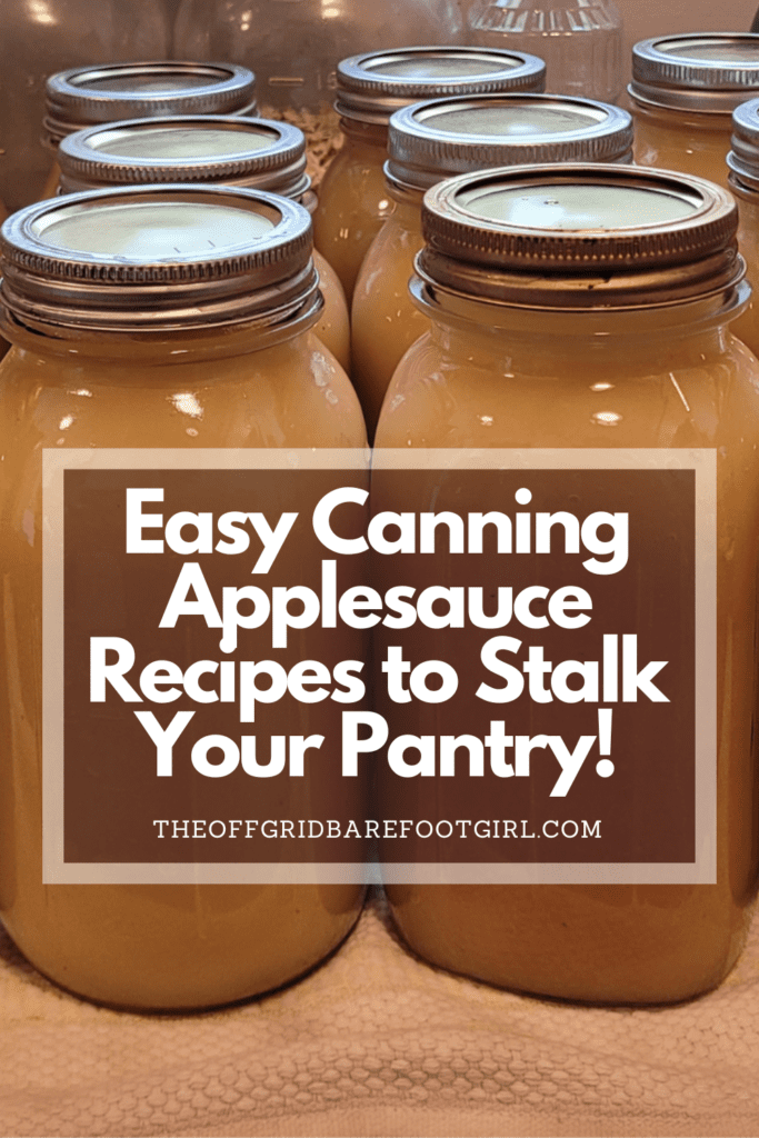 Image illustrates a Pinterest pin of canning applesauce recipes.