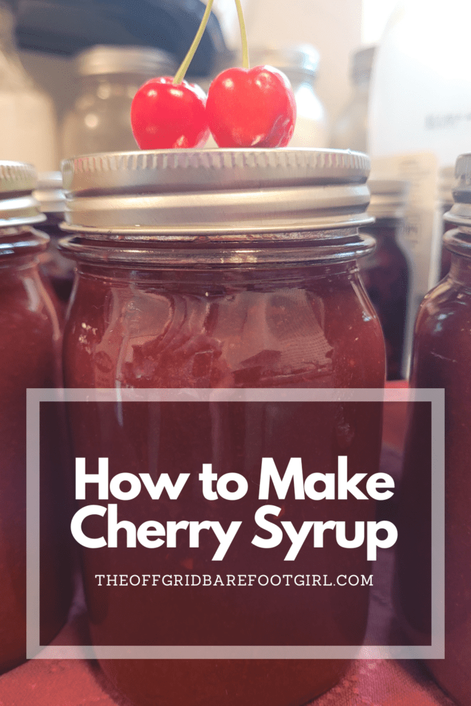 Image illustrates a Pinterest pin of cherry syrup.