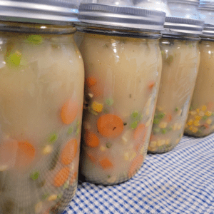 Image illustrates vegetable pot pie filling.
