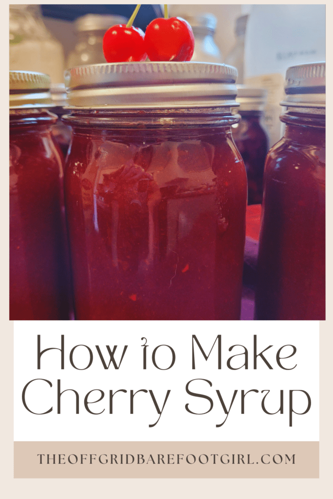 Image illustrates a Pinterest pin of cherry syrup.
