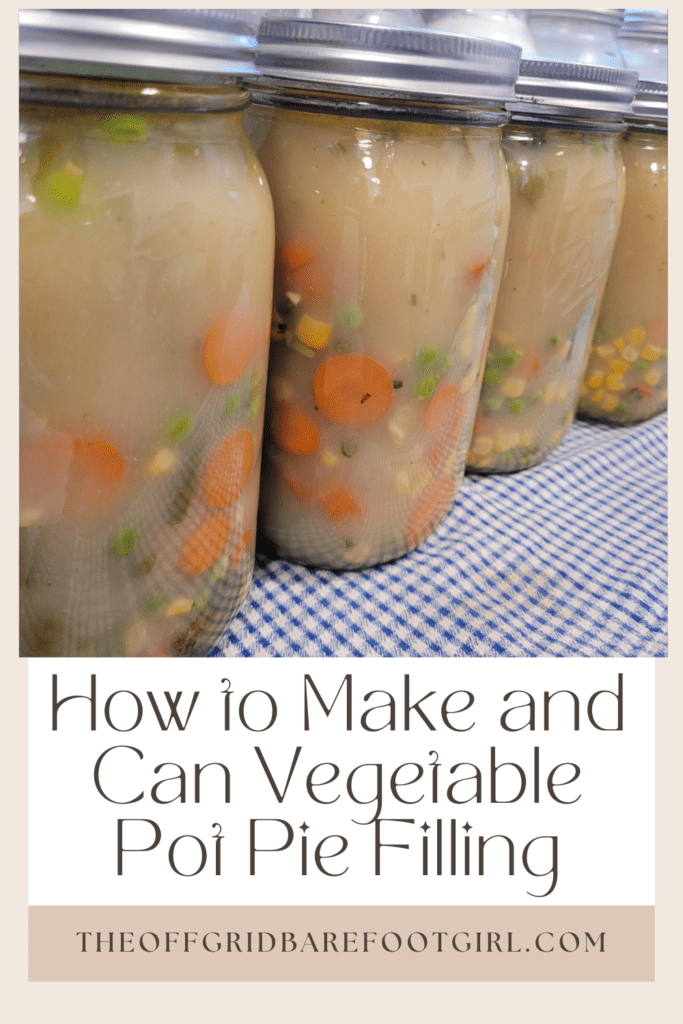 Image illustrates a Pinterest pin of vegetable pot pie filling.