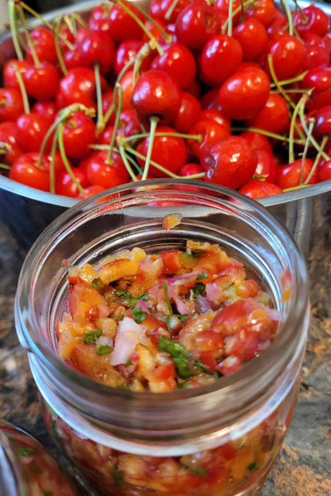 Image illustrates cherry salsa.