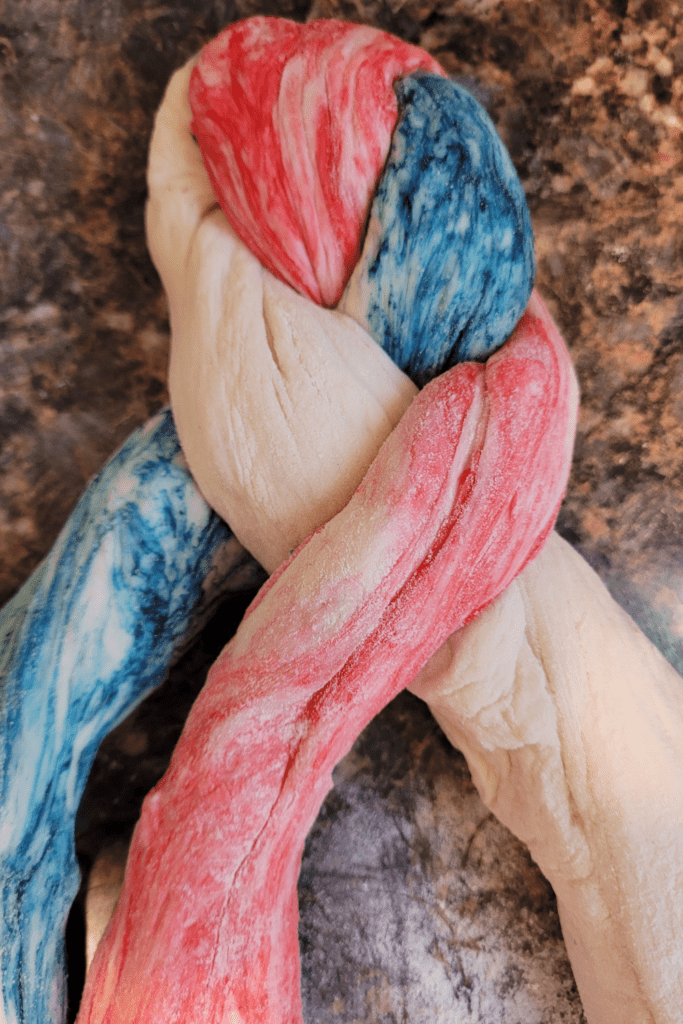 Image illustrates firecracker marble bread braid.