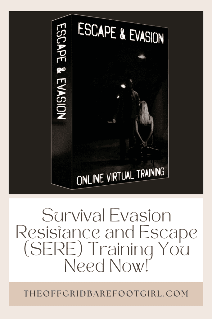 Image illustrates a Pinterest pin of survival evasion resistance and escape training course with Jack Richland.