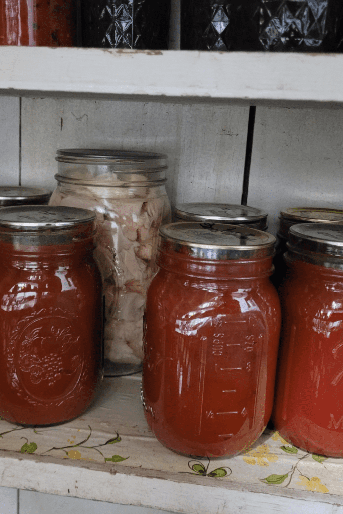 Image illustrates condiments in a pantry.