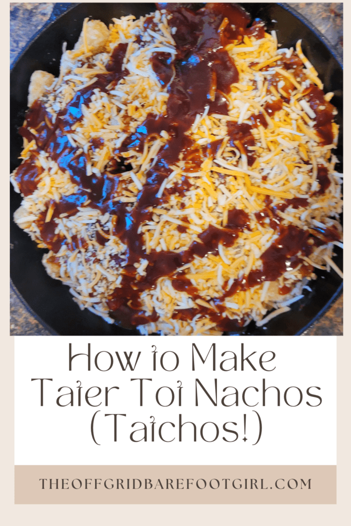 Image illustrates a Pinterest pin of tater tot nachos.