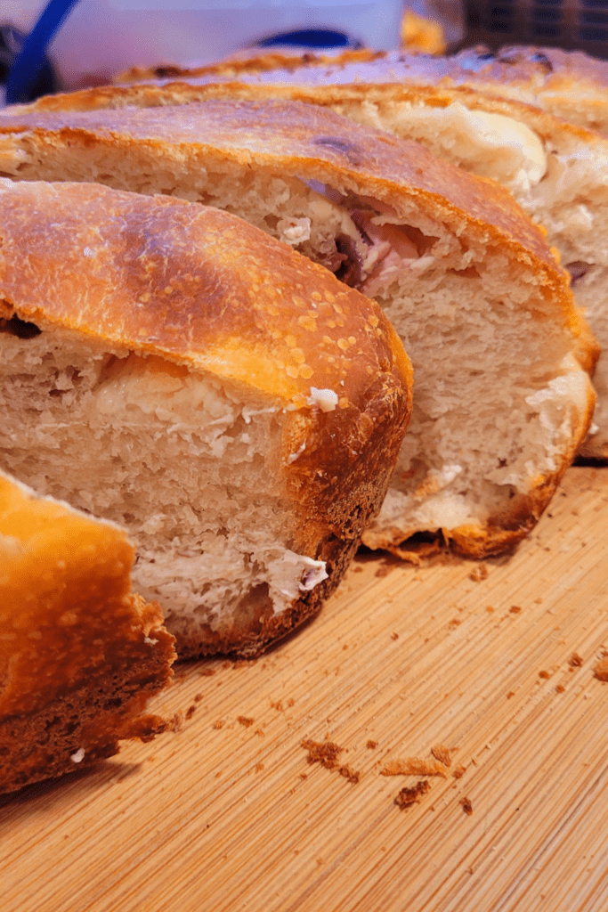 Image illustrates strawberries and cream sourdough bread