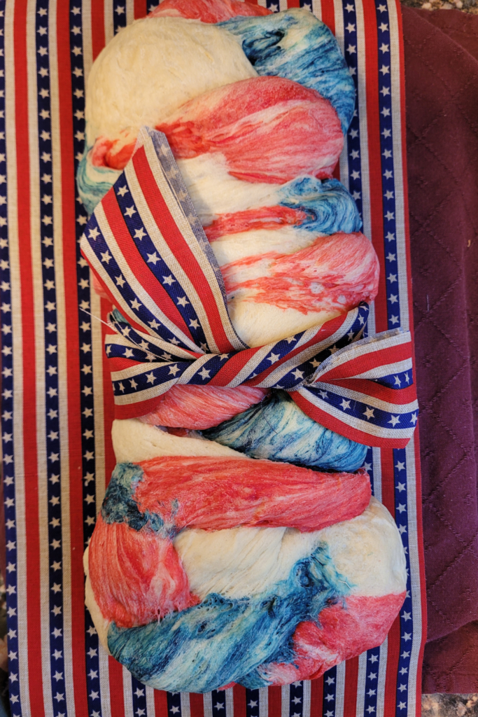 Image illustrate firecracker marble bread braid.