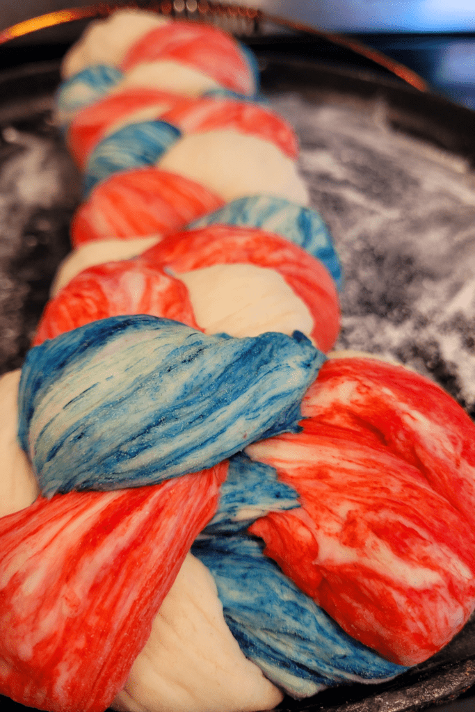 Image illustrates firecracker marble bread braid.