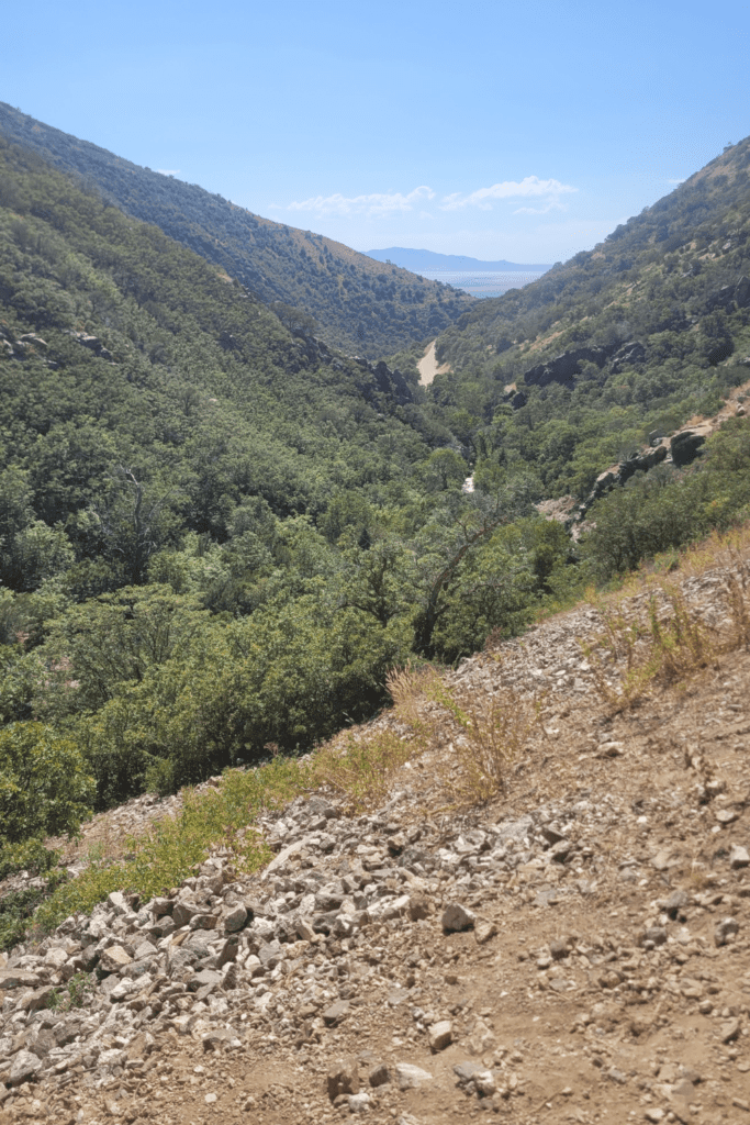 Image illustrates a landscape view of hiking the high desert.