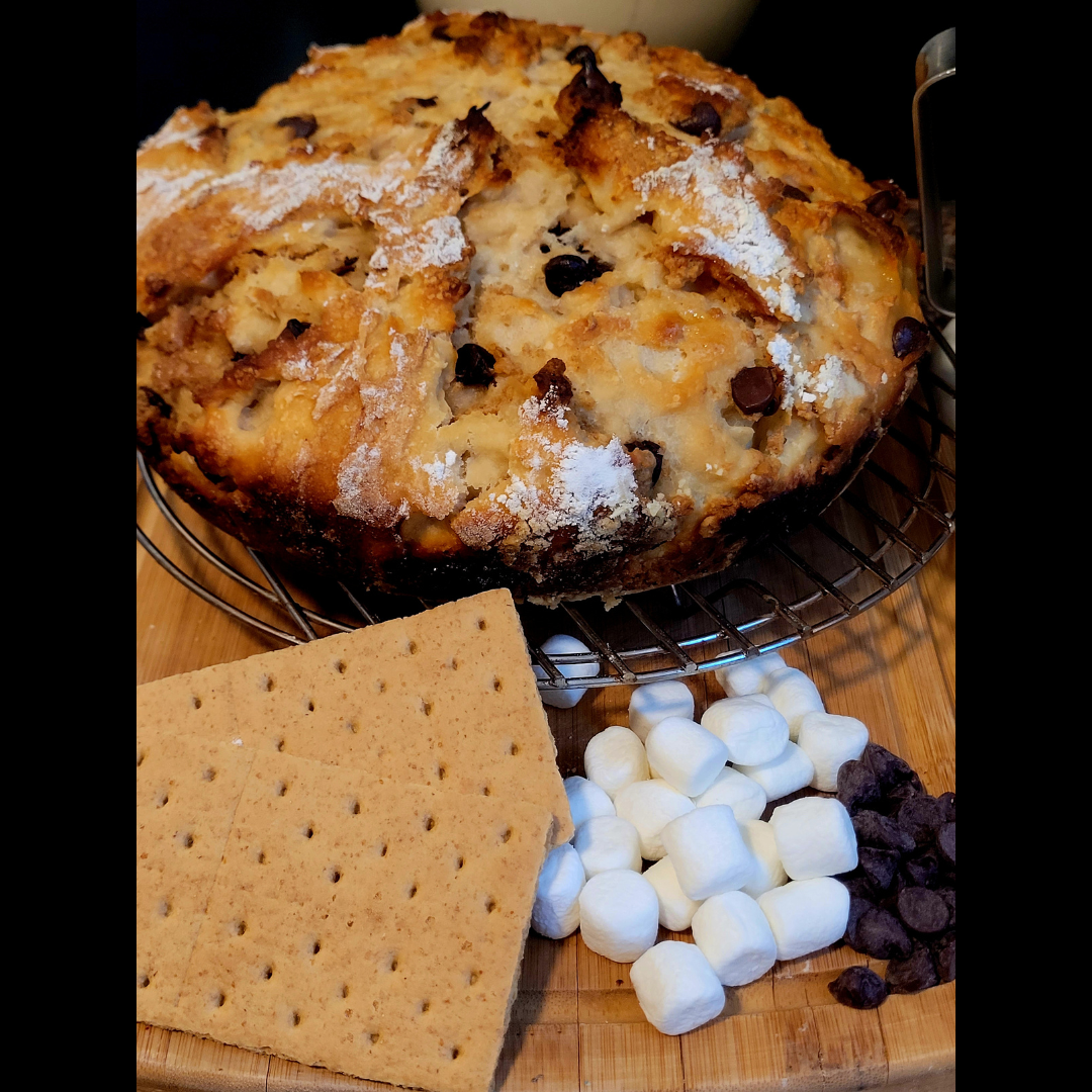 Image illustrates s'mores sourdough bread.