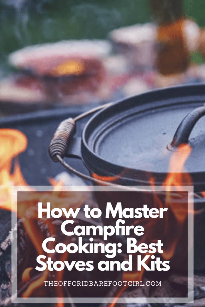 Image illustrates a Pinterest pin of campfire cooking.