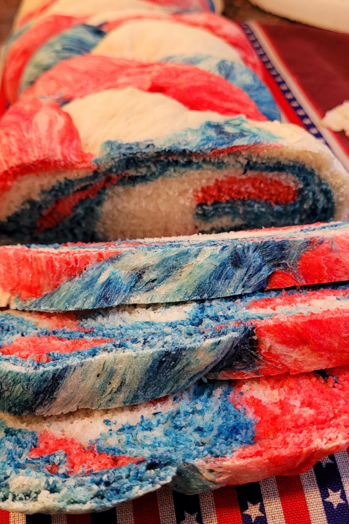 Image illustrates firecracker marble bread braid.